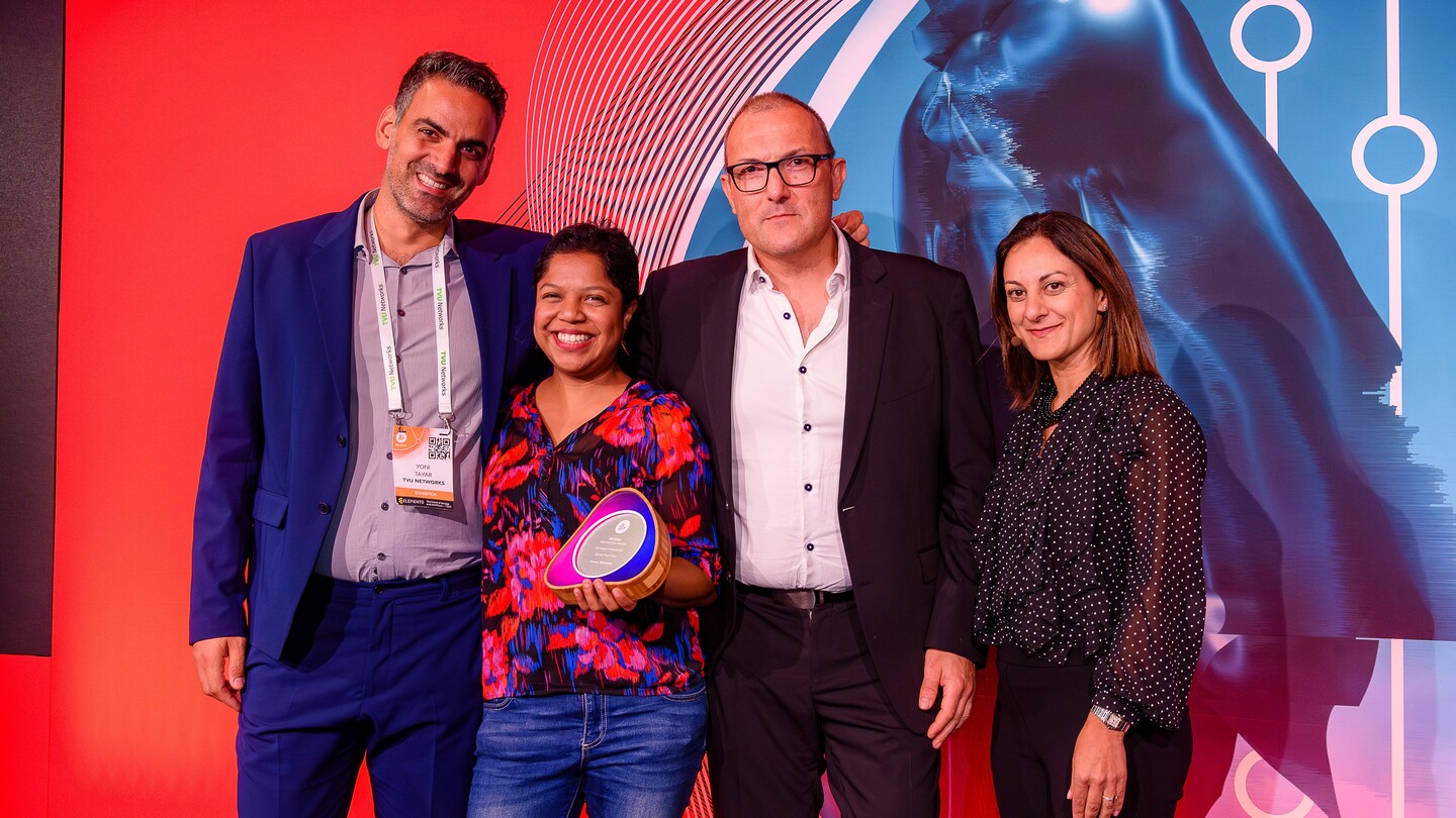 (L-R) Yoni Tayar, TVU Networks; Amy Rajaonson, France Télévisions; and Romuald Rat, France Télévisions 