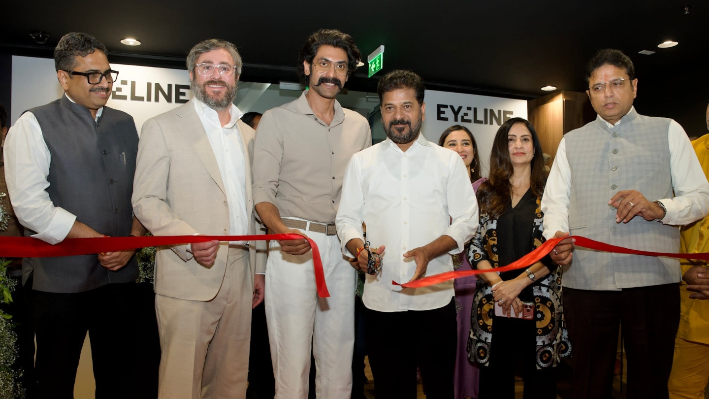 Eyeline Studios opening (l-r): Shri Sanjay Jaju; Jeff Shapiro; Rana Daggubati; Anumula Revanth Reddy; Mahima Kaul; Monika Shergill; Shri. D. Sridhar Babu
